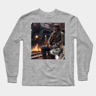 Railroad Hobo & Dog Long Sleeve T-Shirt